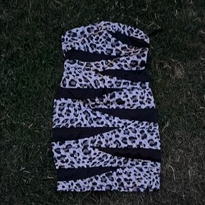 Ruby Rox Strapless Leopard Print Dress - Black and White
